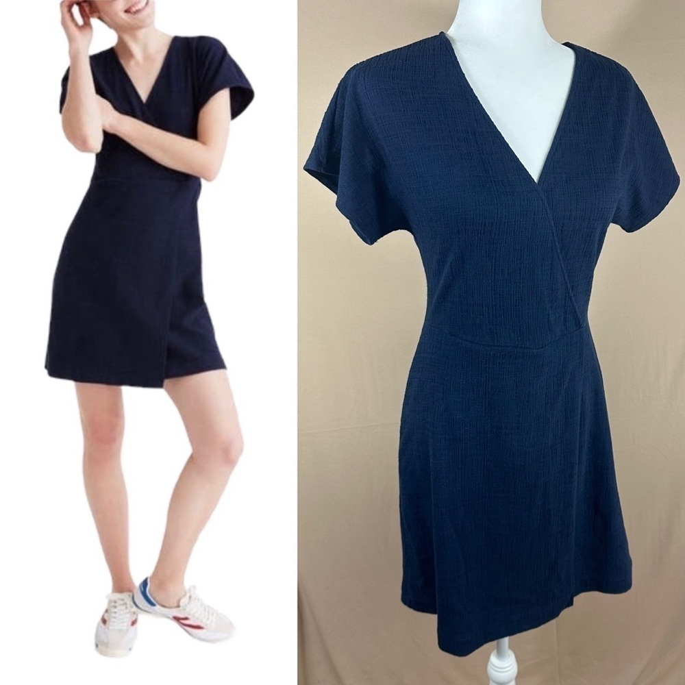 MADEWELL Cross Front Flutter Sleeve Mini Dress In Navy Blue Size XS
